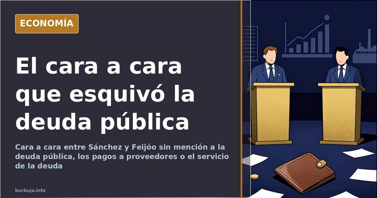 Dos atriles enfrentados en un plató de televisión con gráficos de deuda pública y cifras económicas en segundo plano