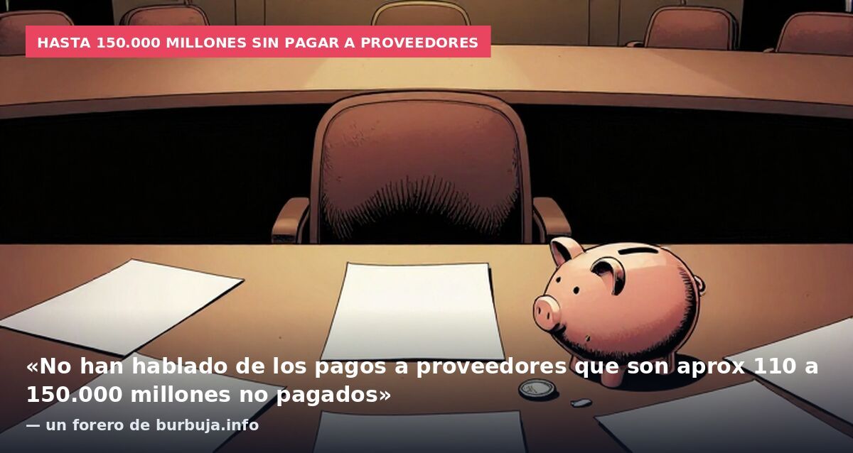 Hasta 150.000 millones sin pagar a proveedores: «No han hablado de los pagos a proveedores que son aprox 110 a 150.000 millones no pagados» — un forero de burbuja.info