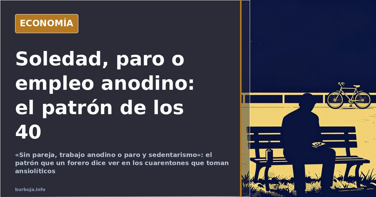 Hombre de mediana edad solo en un banco de un parque urbano, ilustración sobre ansiolíticos y soledad masculina