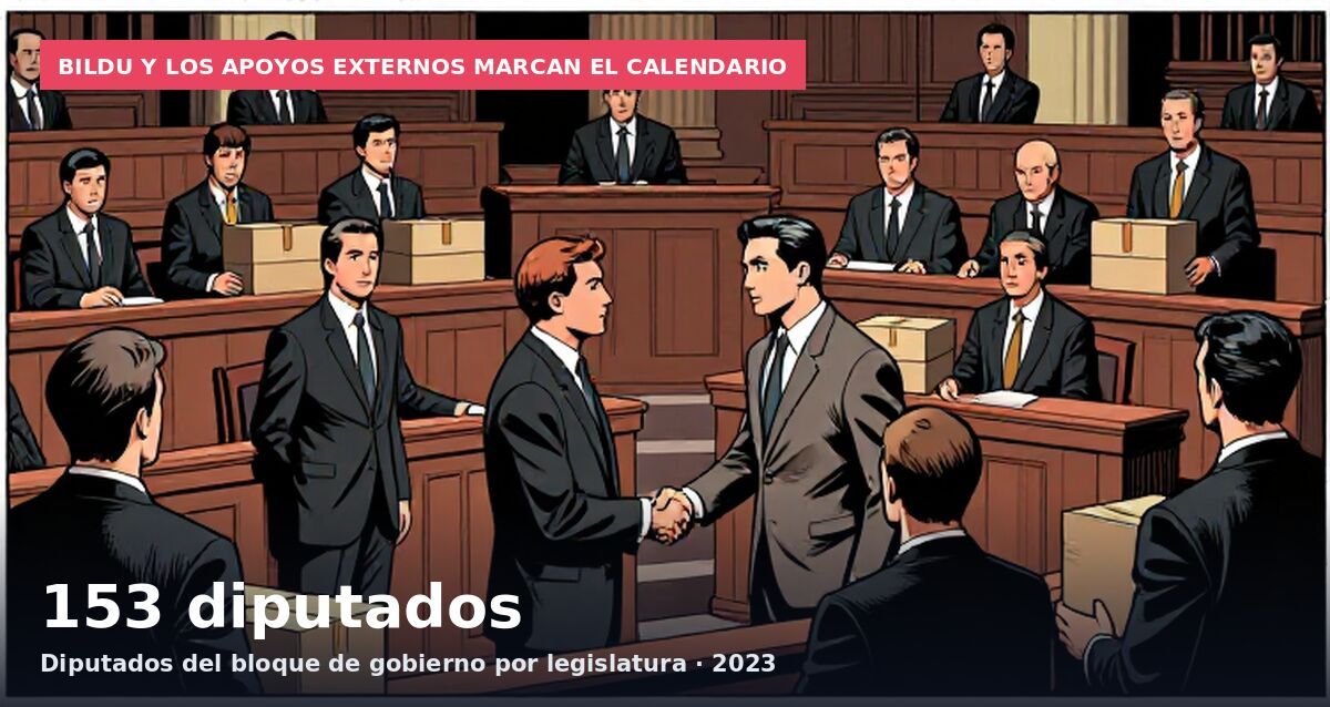 Bildu y los apoyos externos marcan el calendario: 153 diputados Diputados del bloque de gobierno por legislatura · 2023