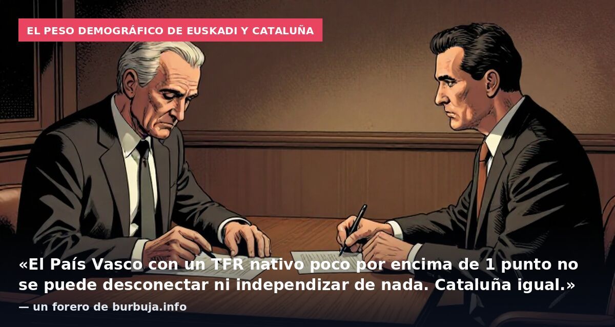 El peso demográfico de Euskadi y Cataluña: «El País Vasco con un TFR nativo poco por encima de 1 punto no se puede desconectar ni independizar de nada. Cataluña igual.» — un forero de burbuja.info