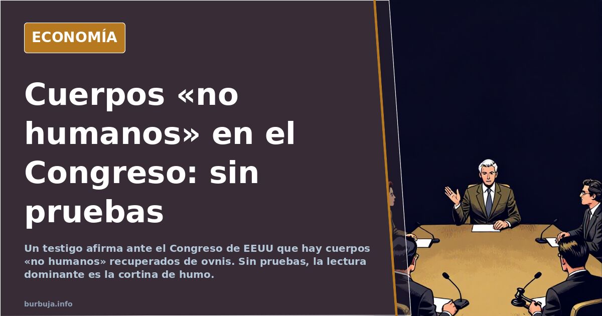 Ilustración editorial de una sala de audiencias con una silla vacía y una sonda espacial sobre la mesa, símbolo del testimoni