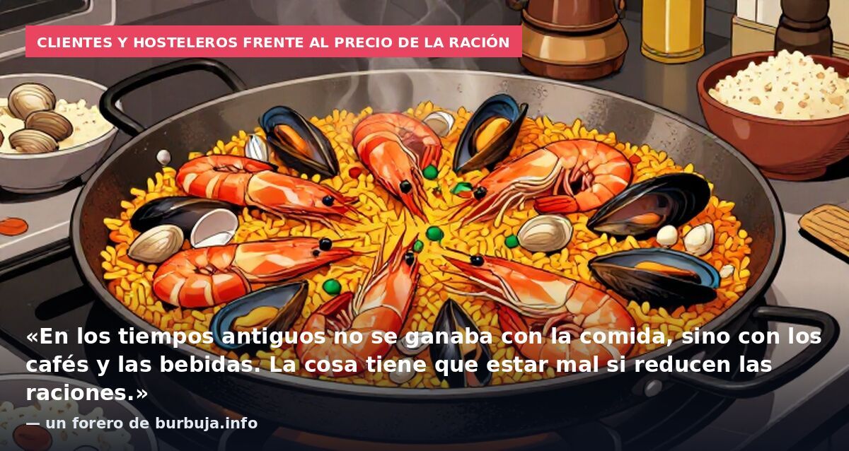 Clientes y hosteleros frente al precio de la ración: «En los tiempos antiguos no se ganaba con la comida, sino con los cafés y las bebidas. La cosa tiene que estar mal si reducen las raciones.» — un forero de burbuja.info