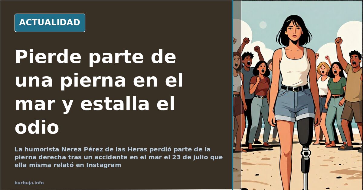 Playa de Menorca con una embarcación en el agua, ilustración editorial del accidente de la humorista Nerea Pérez de las Heras