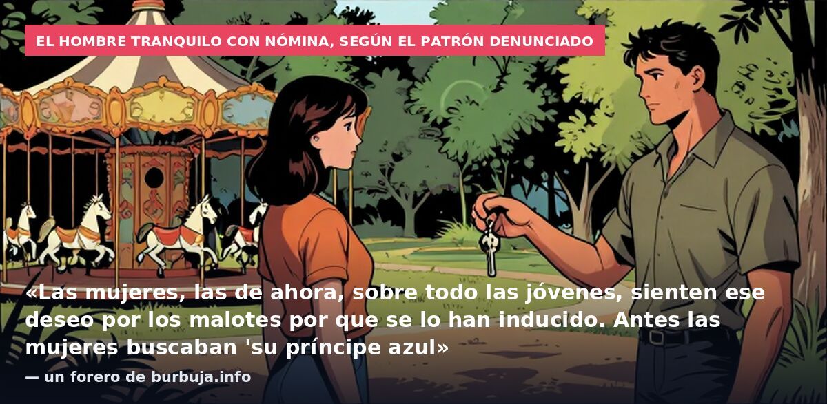 El hombre tranquilo con nómina, según el patrón denunciado: «Las mujeres, las de ahora, sobre todo las jóvenes, sienten ese deseo por los malotes por que se lo han inducido. Antes las mujeres buscaban 'su príncipe azul» — un forero de burbuja.info