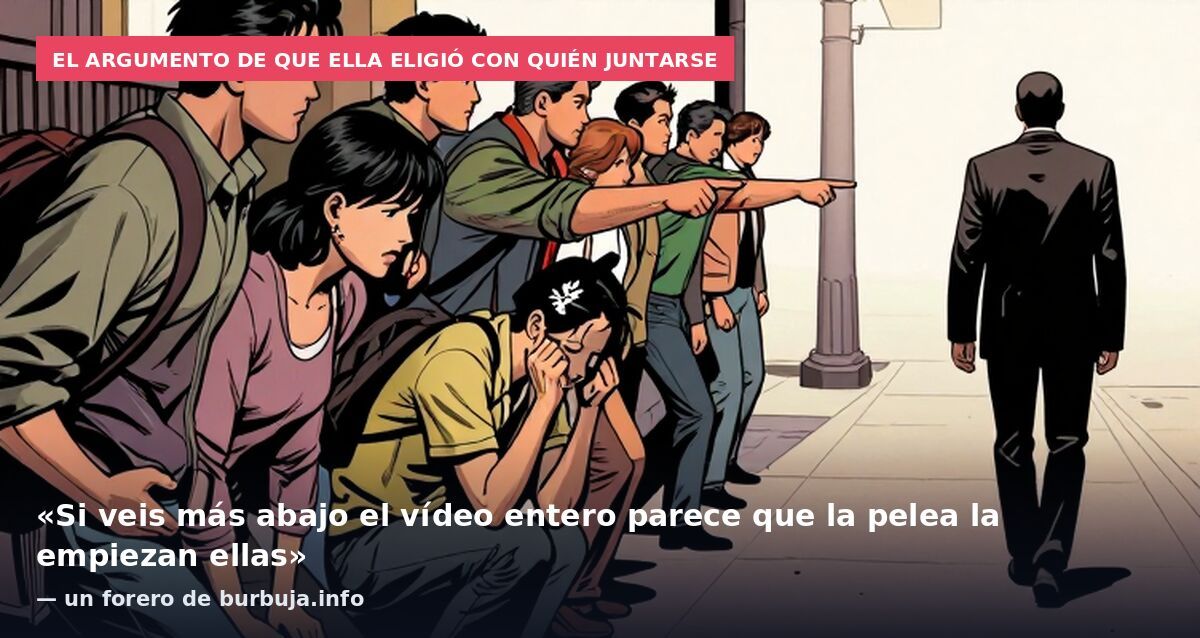 El argumento de que ella eligió con quién juntarse: «Si veis más abajo el vídeo entero parece que la pelea la empiezan ellas» — un forero de burbuja.info