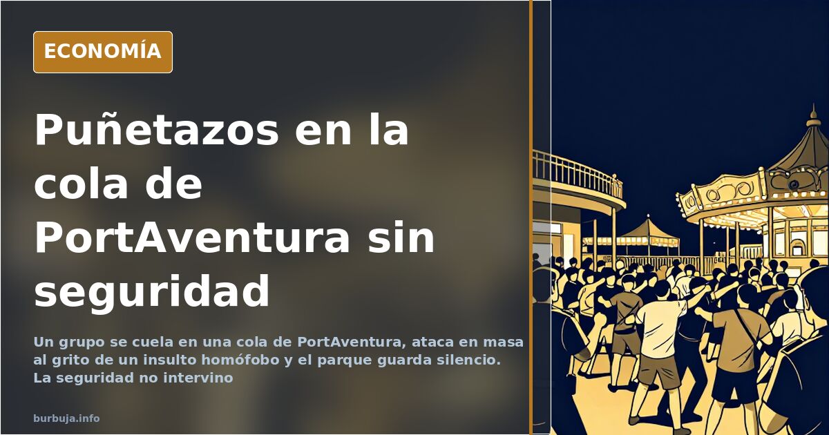 Fila de visitantes junto a la entrada de una atracción de PortAventura, en la zona temática de Ferrari