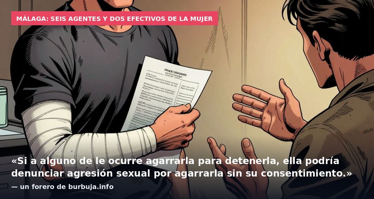 Málaga: seis agentes y dos efectivos de la mujer: «Si a alguno de le ocurre agarrarla para detenerla, ella podría denunciar agresión sexual por agarrarla sin su consentimiento.» — un forero de burbuja.info