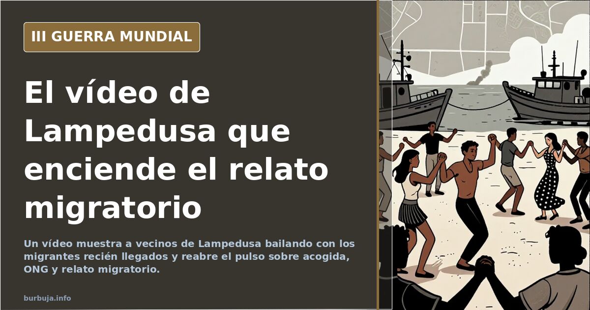Vecinos y voluntarios en una calle de Lampedusa durante la acogida de migrantes recién desembarcados en la isla