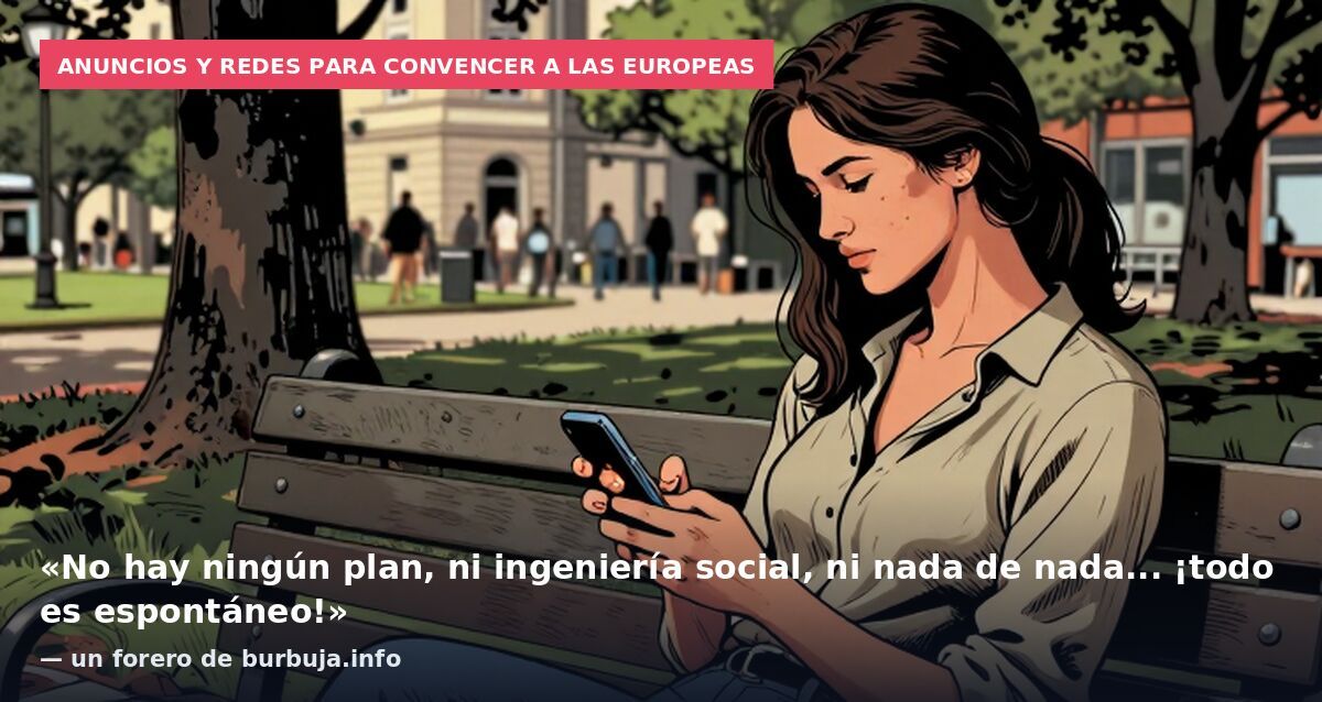 Anuncios y redes para convencer a las europeas: «No hay ningún plan, ni ingeniería social, ni nada de nada... ¡todo es espontáneo!» — un forero de burbuja.info