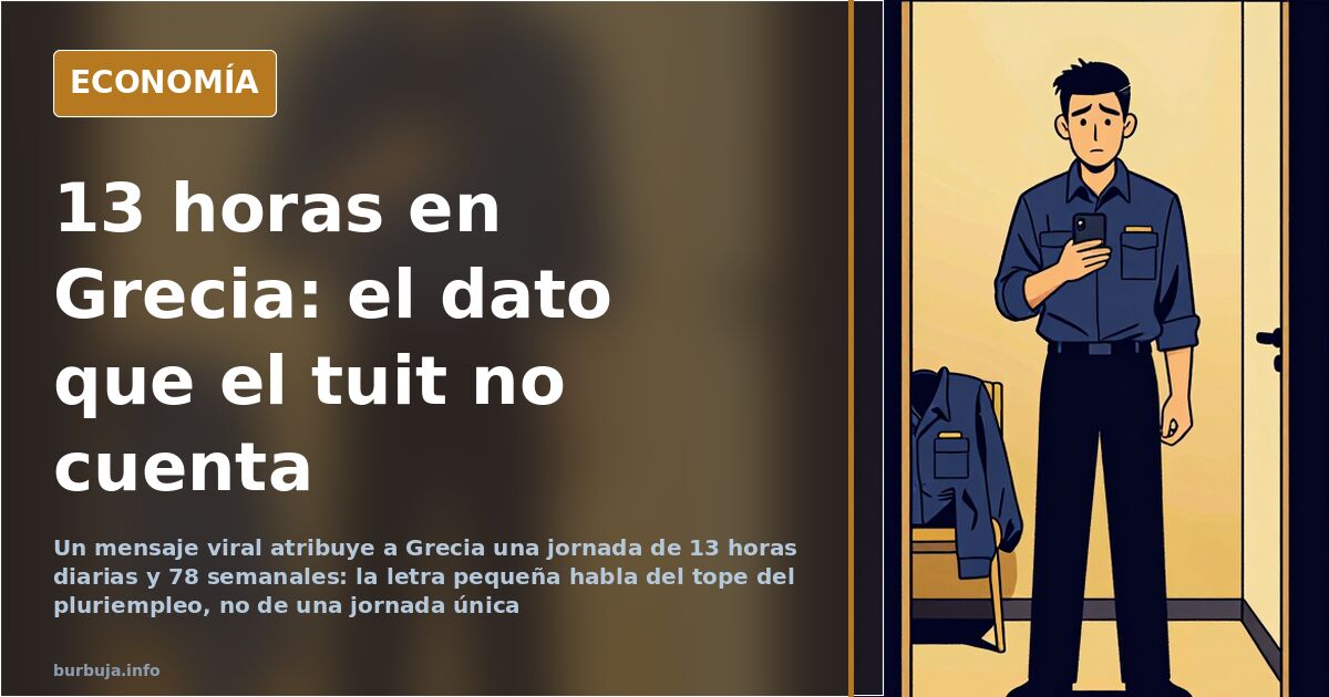 Trabajador con mono saliendo de una fábrica al amanecer, imagen de la jornada laboral de 13 horas atribuida a Grecia