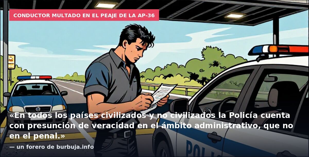 Conductor multado en el peaje de la AP-36: «En todos los países civilizados y no civilizados la Policía cuenta con presunción de veracidad en el ámbito administrativo, que no en el penal.» — un forero de burbuja.info