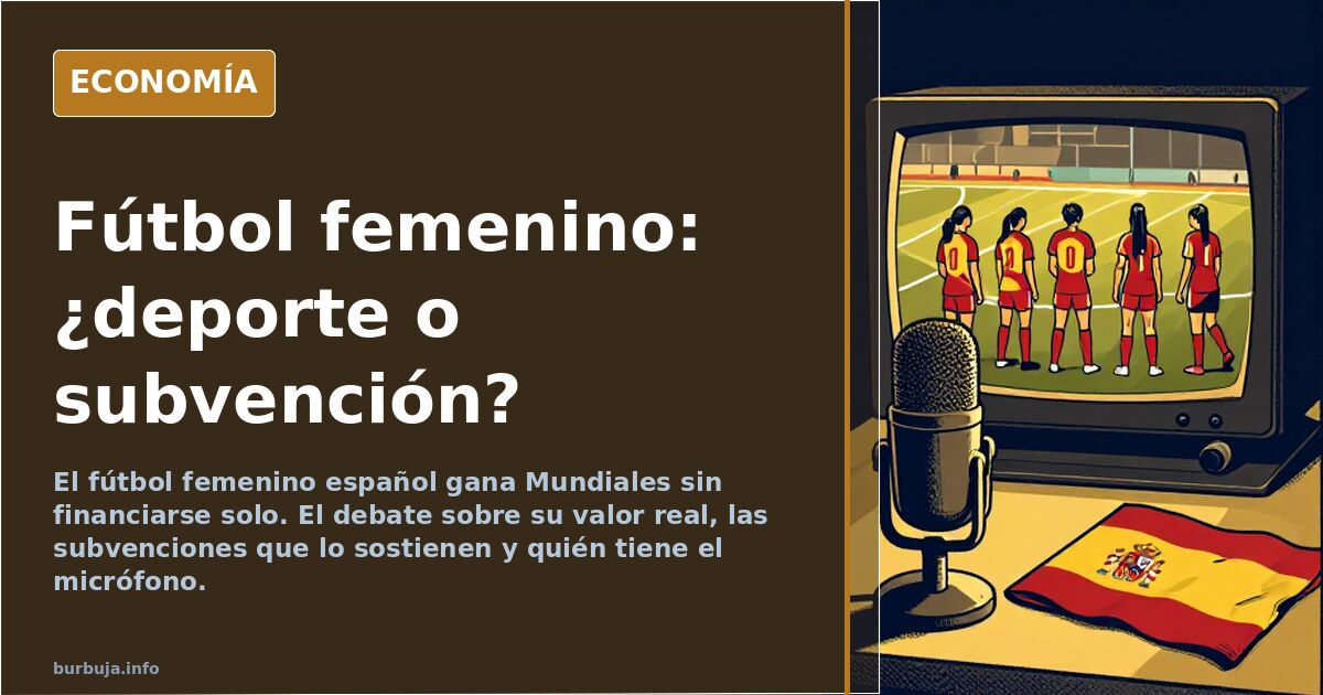 Micrófono de tertulia en primer plano sobre el marcador de un partido de fútbol femenino
