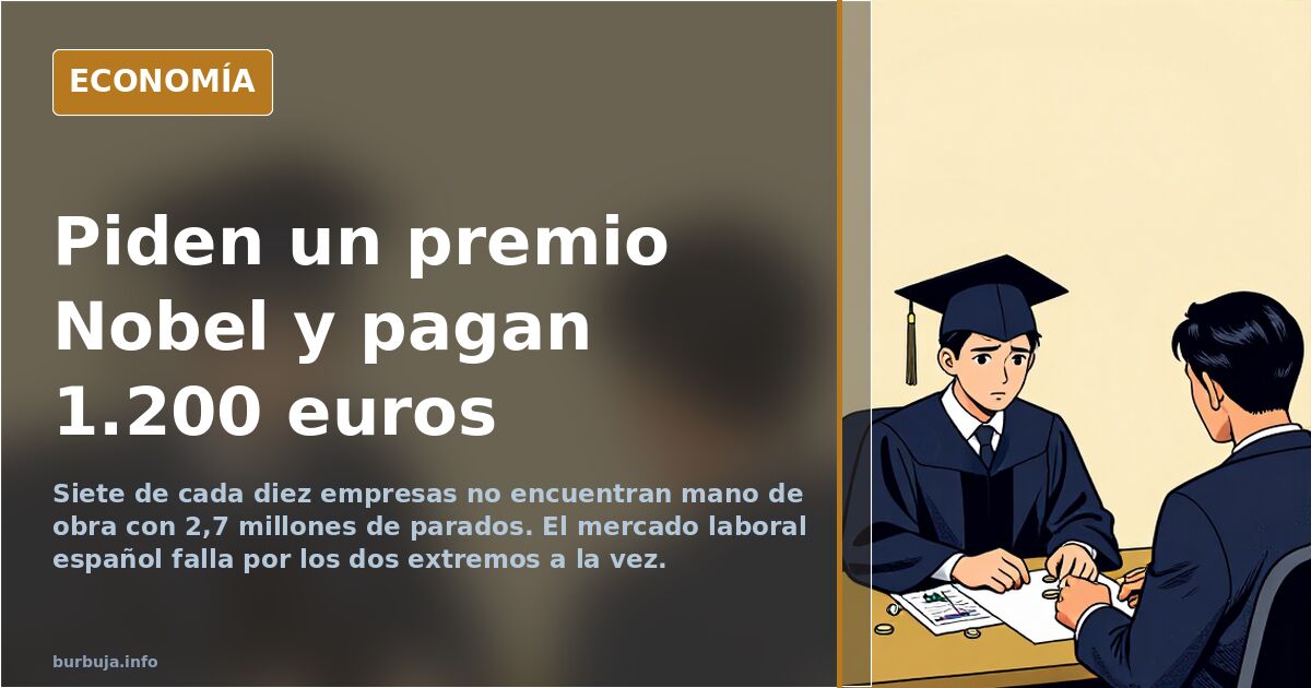 Ilustración editorial sobre vacantes de empleo sin cubrir frente a los millones de parados registrados en España