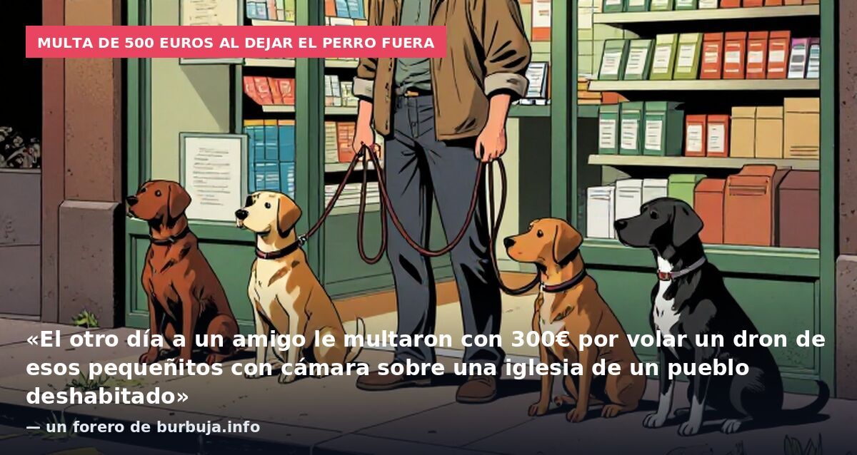 Multa de 500 euros al dejar el perro fuera: «El otro día a un amigo le multaron con 300€ por volar un dron de esos pequeñitos con cámara sobre una iglesia de un pueblo deshabitado» — un forero de burbuja.info