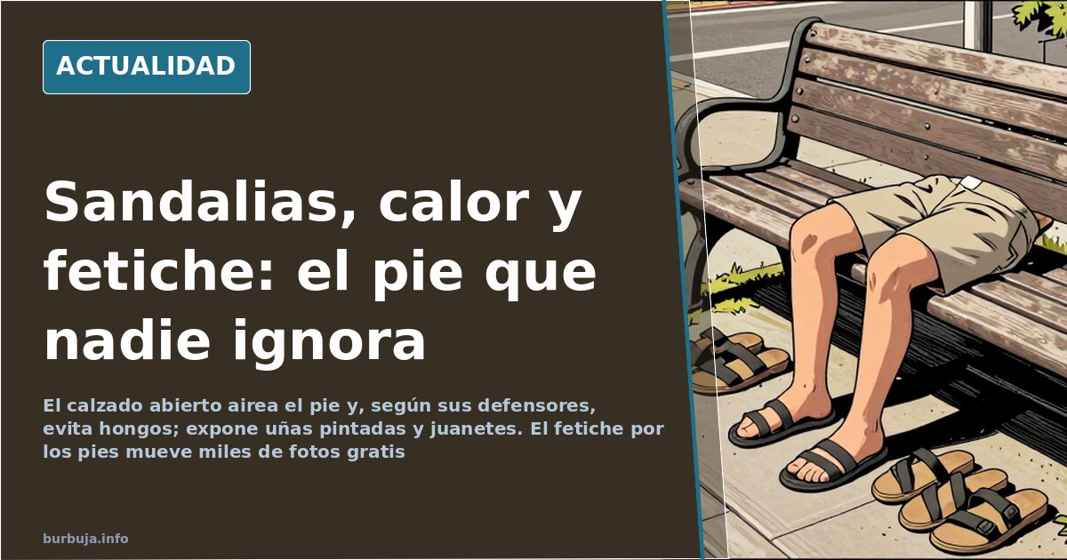 Primer plano de pies de mujer con sandalias abiertas sobre una acera urbana en verano