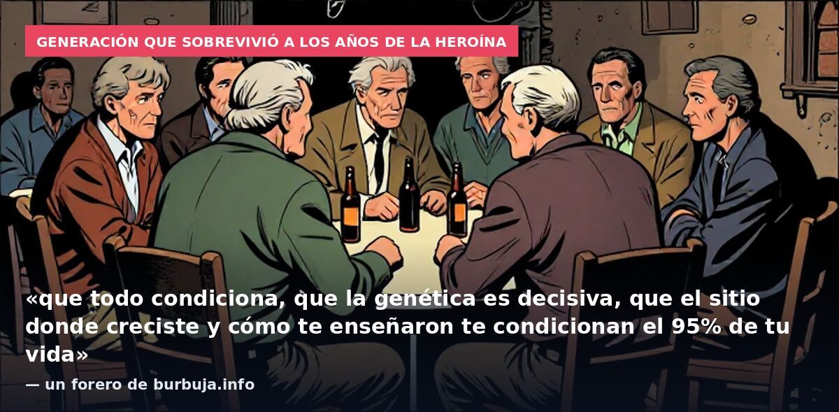 Generación que sobrevivió a los años de la heroína: «que todo condiciona, que la genética es decisiva, que el sitio donde creciste y cómo te enseñaron te condicionan el 95% de tu vida» — un forero de burbuja.info