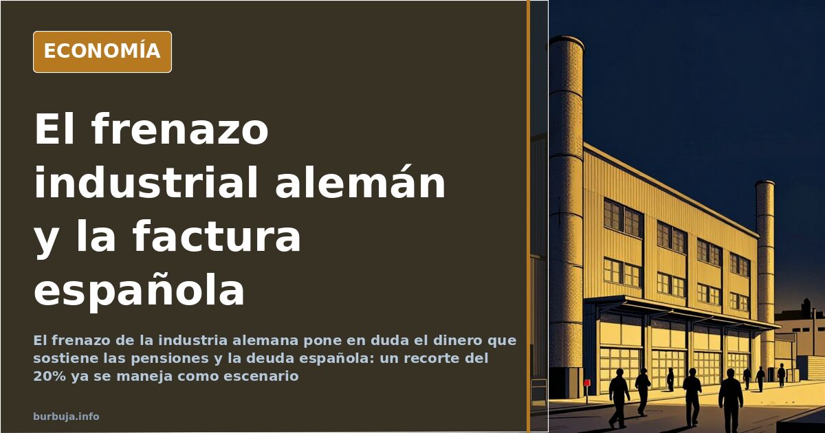 Trabajadores alemanes saliendo de una fábrica al atardecer, sin logotipos
