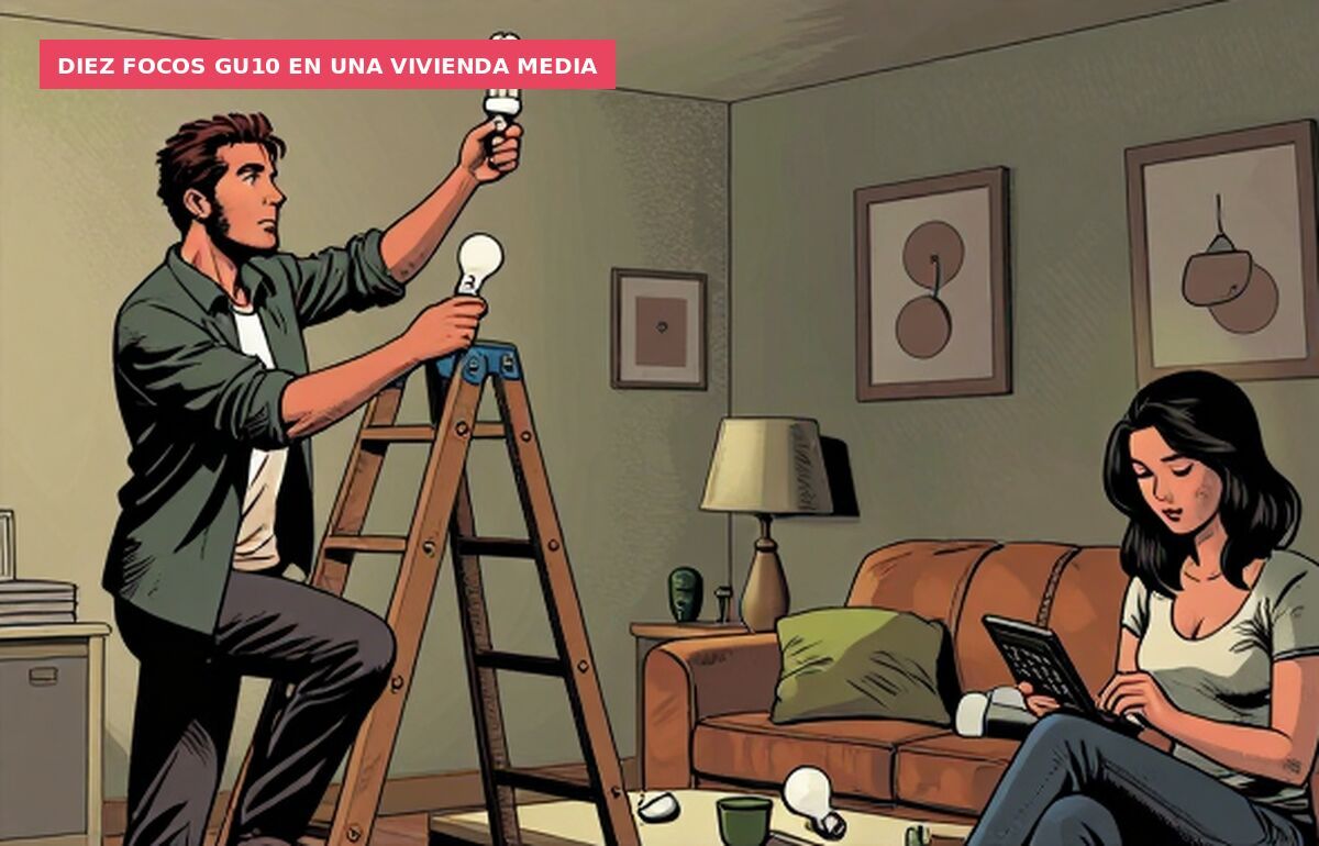 Diez focos GU10 en una vivienda media