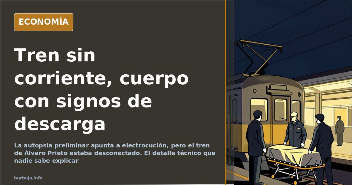 Vagones de tren estacionados en una vía al atardecer, con la catenaria y el pantógrafo visibles sobre el convoy