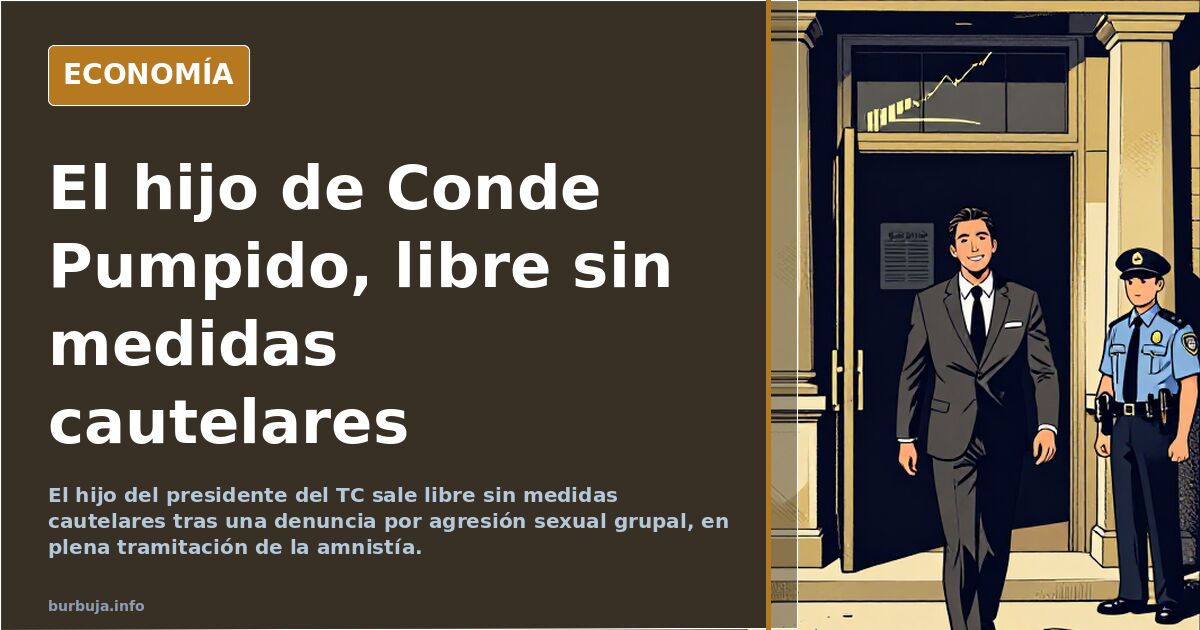 Ilustración sobre la detención del hijo de Conde Pumpido por una presunta agresión sexual grupal en Madrid