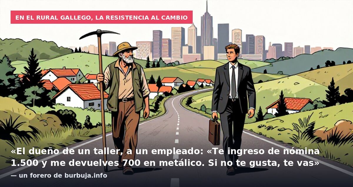 En el rural gallego, la resistencia al cambio: «El dueño de un taller, a un empleado: «Te ingreso de nómina 1.500 y me devuelves 700 en metálico. Si no te gusta, te vas» — un forero de burbuja.info