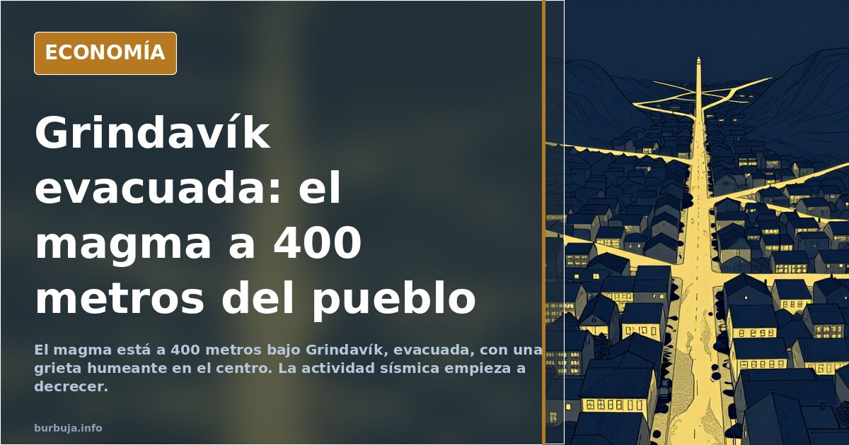 Calle de Grindavík evacuada con una grieta humeante en el asfalto y la península de Reykjanes en alerta volcánica
