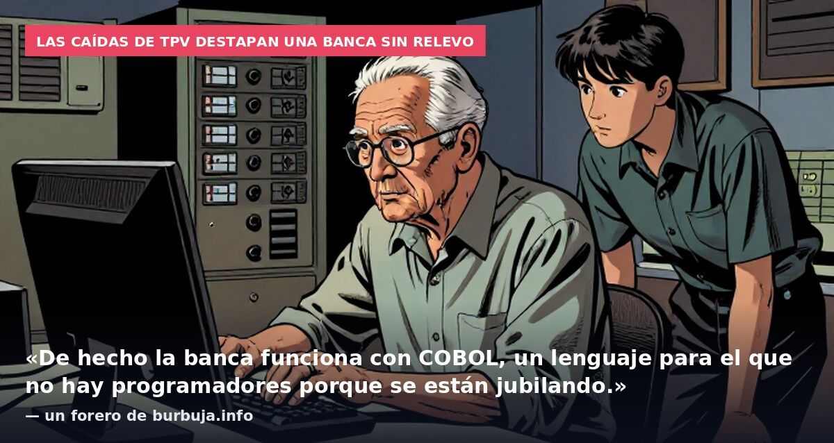 Las caídas de TPV destapan una banca sin relevo: «De hecho la banca funciona con COBOL, un lenguaje para el que no hay programadores porque se están jubilando.» — un forero de burbuja.info