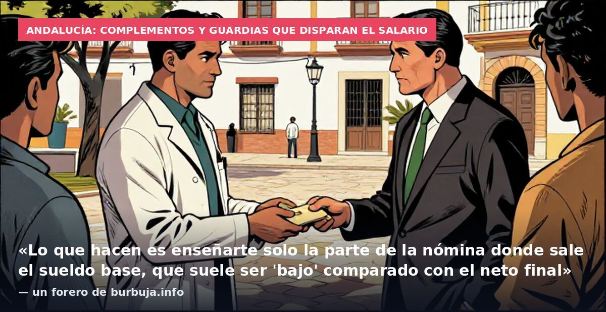 Andalucía: complementos y guardias que disparan el salario: «Lo que hacen es enseñarte solo la parte de la nómina donde sale el sueldo base, que suele ser 'bajo' comparado con el neto final» — un forero de burbuja.info