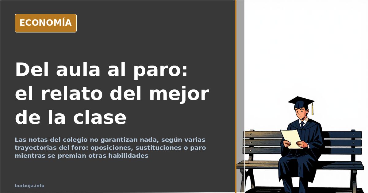 Ilustración editorial de un aula vacía con pizarra y un expediente académico sobre la mesa, símbolo del talento desaprovechad