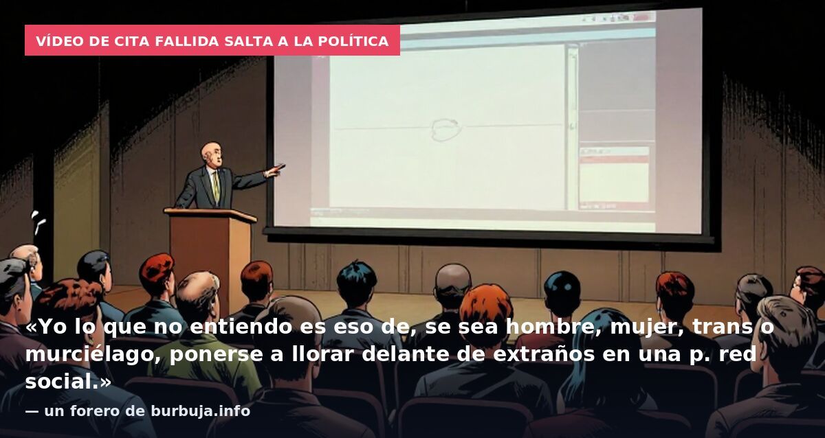 Vídeo de cita fallida salta a la política: «Yo lo que no entiendo es eso de, se sea hombre, mujer, trans o murciélago, ponerse a llorar delante de extraños en una p. red social.» — un forero de burbuja.info