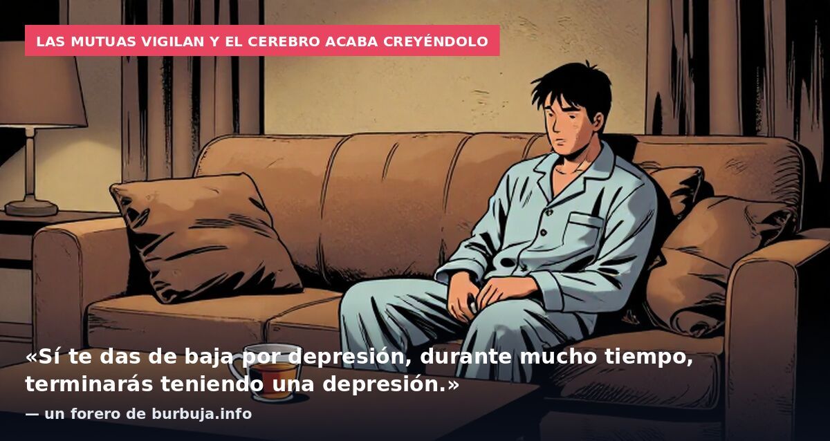 Las mutuas vigilan y el cerebro acaba creyéndolo: «Sí te das de baja por depresión, durante mucho tiempo, terminarás teniendo una depresión.» — un forero de burbuja.info