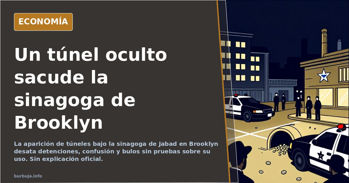 Ilustración de un túnel oculto bajo una sinagoga de Brooklyn, entre paneles de madera rotos y escombros de obra