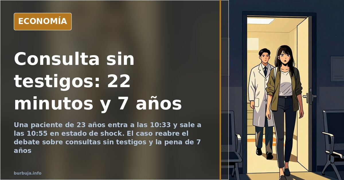 Sala de consulta médica con camilla y puerta cerrada, ilustración editorial sobre abusos en consulta sin testigos