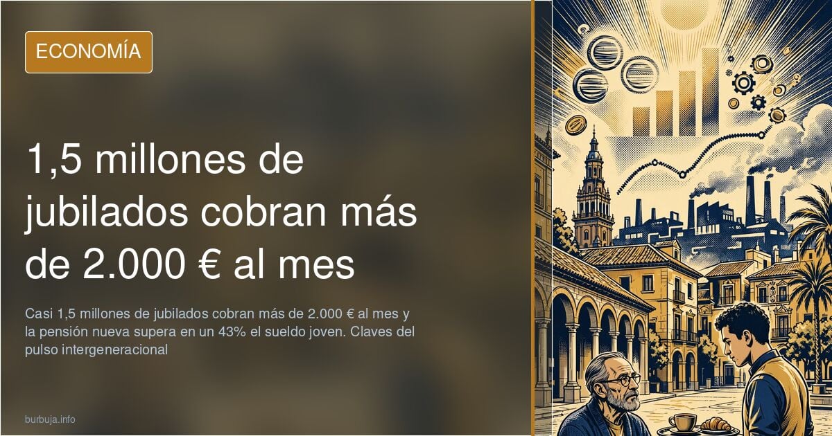 Ilustración editorial con gráficos y monedas que representa el reparto de las pensiones públicas en España