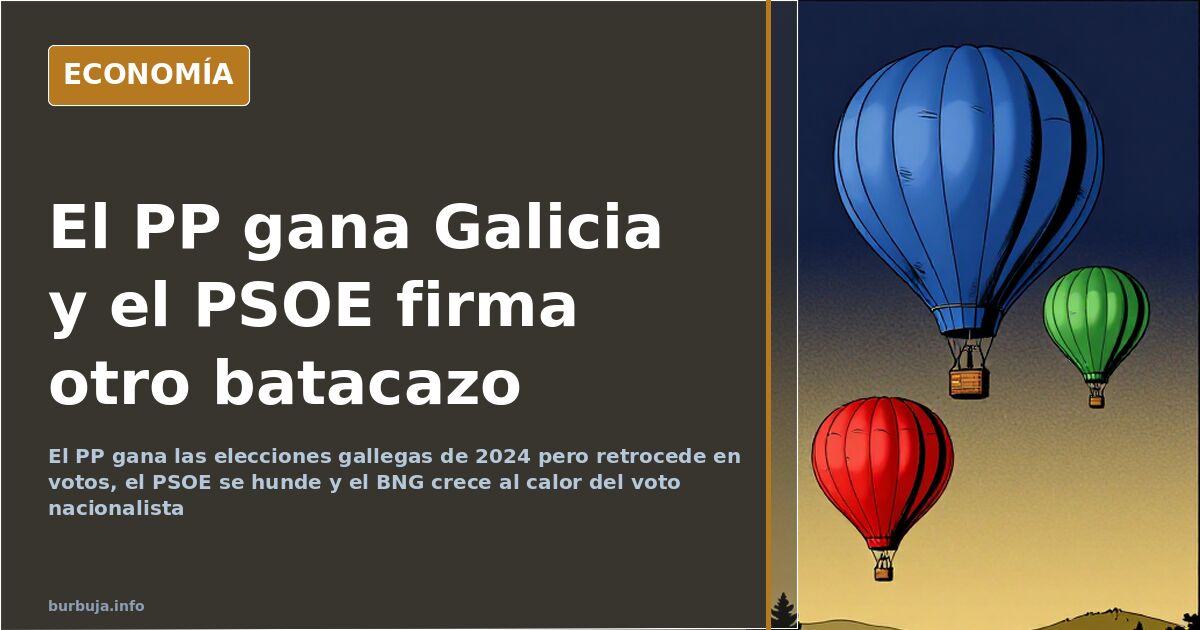 Sede electoral del PP en Galicia durante el escrutinio, con pantallas de resultados y banderas