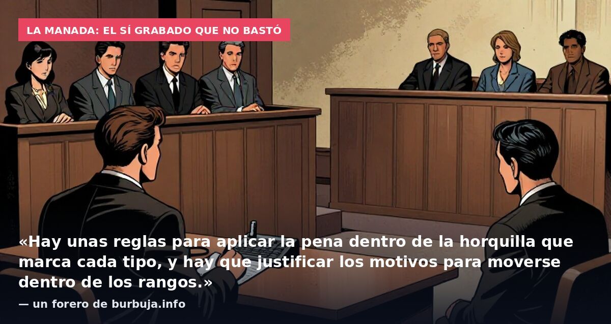 La Manada: el sí grabado que no bastó: «Hay unas reglas para aplicar la pena dentro de la horquilla que marca cada tipo, y hay que justificar los motivos para moverse dentro de los rangos.» — un forero de burbuja.info