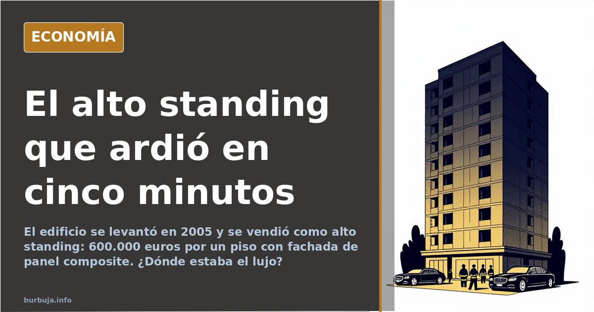 Edificio de viviendas en Valencia con fachada de paneles composite y ventanas ennegrecidas por un incendio