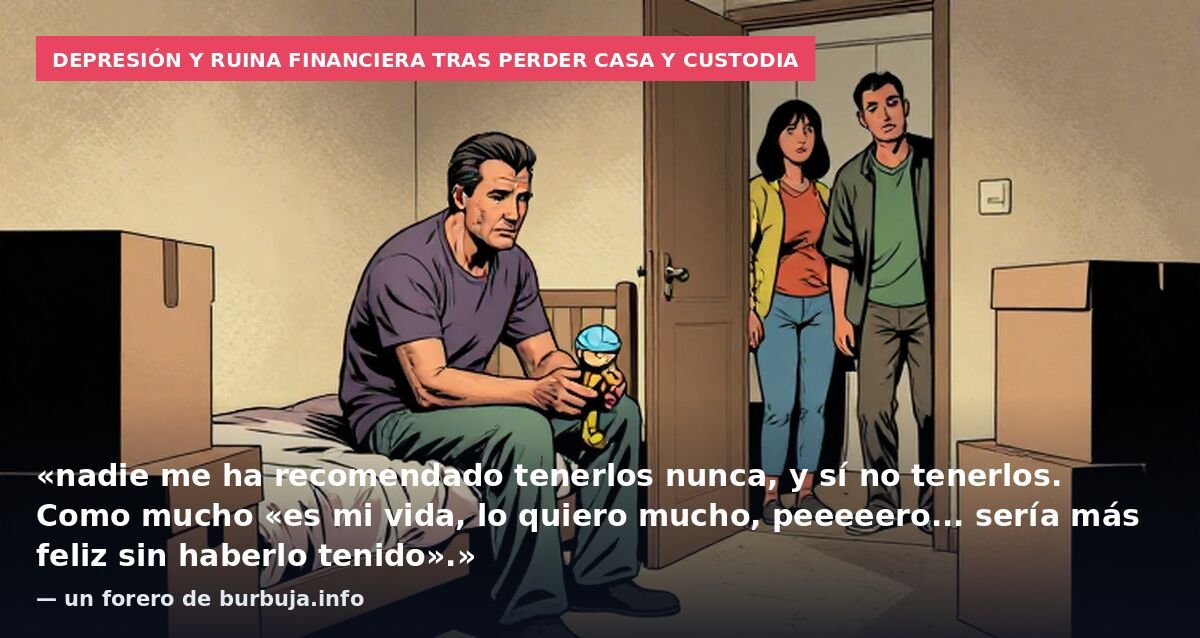 Depresión y ruina financiera tras perder casa y custodia: «nadie me ha recomendado tenerlos nunca, y sí no tenerlos. Como mucho «es mi vida, lo quiero mucho, peeeeero... sería más feliz sin haberlo tenido».» — un forero de burbuja.info