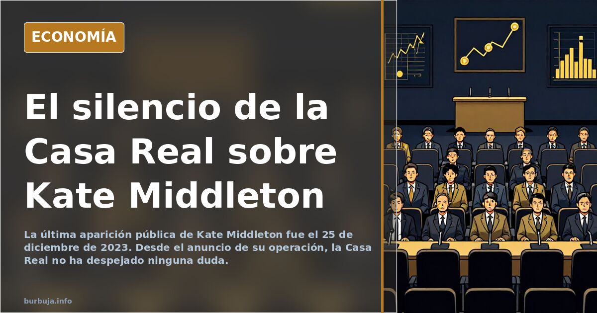 Ilustración editorial de un palacio británico con siluetas anónimas y gráficos de líneas que sugieren el misterio en torno a 