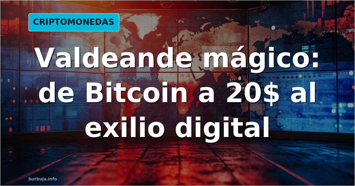 Ilustración de nodos de blockchain en cian y violeta sobre fondo oscuro representando la trayectoria del divulgador Valdeande