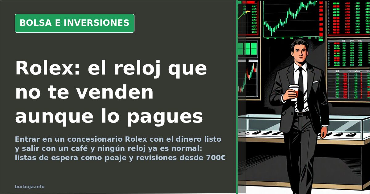 Reloj de pulsera de lujo sobre fondo oscuro junto a un gráfico financiero con velas japonesas en verde y rojo