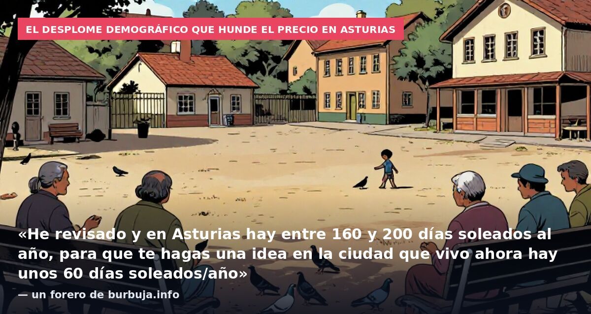 El desplome demográfico que hunde el precio en Asturias: «He revisado y en Asturias hay entre 160 y 200 días soleados al año, para que te hagas una idea en la ciudad que vivo ahora hay unos 60 días soleados/año» — un forero de burbuja.info