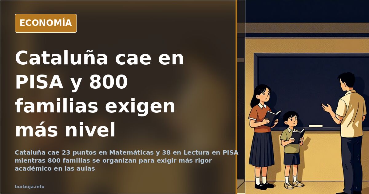 Puerta de un colegio público catalán con familias a la salida, escena que ilustra la queja por el desplome educativo