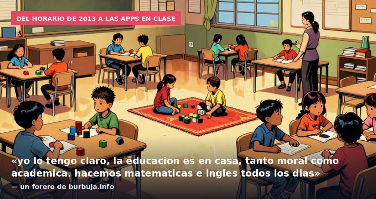 Del horario de 2013 a las apps en clase: «yo lo tengo claro, la educacion es en casa, tanto moral como academica. hacemos matematicas e ingles todos los dias» — un forero de burbuja.info