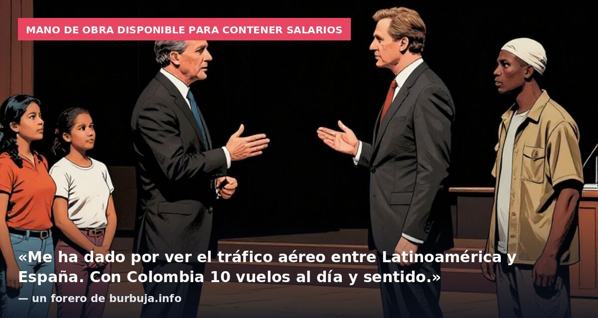 Mano de obra disponible para contener salarios: «Me ha dado por ver el tráfico aéreo entre Latinoamérica y España. Con Colombia 10 vuelos al día y sentido.» — un forero de burbuja.info