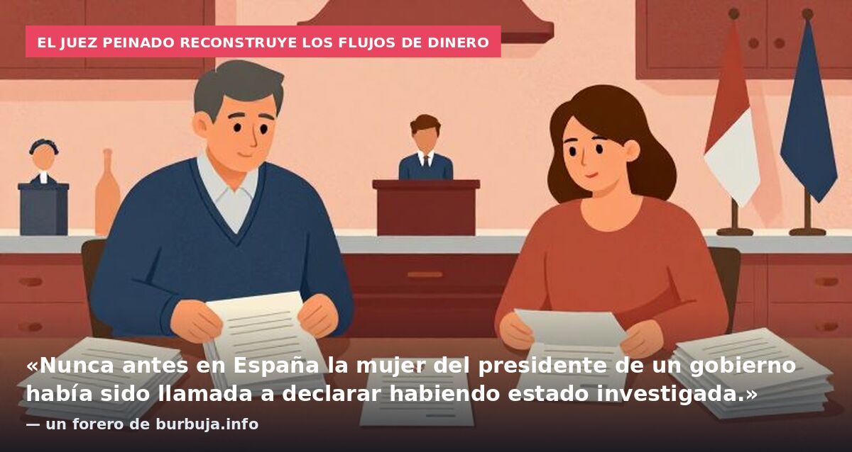 El juez Peinado reconstruye los flujos de dinero: «Nunca antes en España la mujer del presidente de un gobierno había sido llamada a declarar habiendo estado investigada.» — un forero de burbuja.info