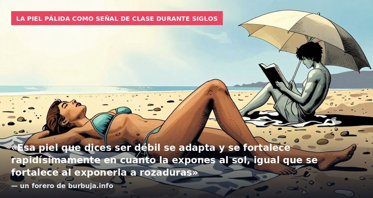 La piel pálida como señal de clase durante siglos: «Esa piel que dices ser débil se adapta y se fortalece rapidísimamente en cuanto la expones al sol, igual que se fortalece al exponerla a rozaduras» — un forero de burbuja.info