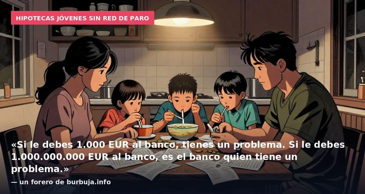 Hipotecas jóvenes sin red de paro: «Si le debes 1.000 EUR al banco, tienes un problema. Si le debes 1.000.000.000 EUR al banco, es el banco quien tiene un problema.» — un forero de burbuja.info
