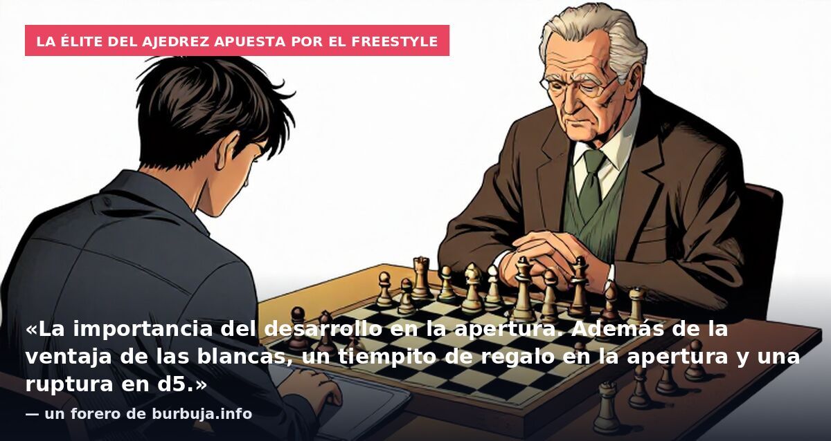 La élite del ajedrez apuesta por el Freestyle: «La importancia del desarrollo en la apertura. Además de la ventaja de las blancas, un tiempito de regalo en la apertura y una ruptura en d5.» — un forero de burbuja.info